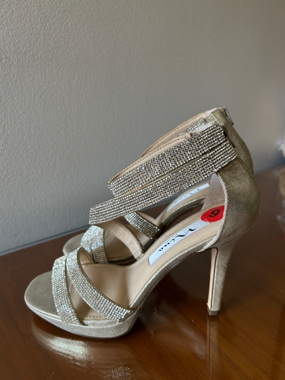 Nina Gold Rhinestone Heels - Picture 7 of 7